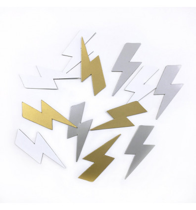 Flexible lightning bolt magnet ideal for decorating a magnetic surface.