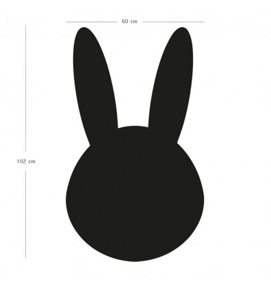 Dimensions Magnetic slate wall chart in the shape of a rabbit's head
