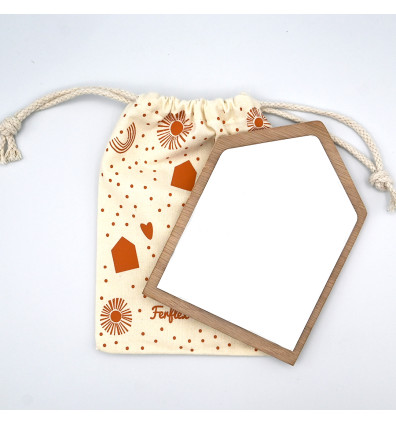 Magnetic wooden mirror in the shape of a house