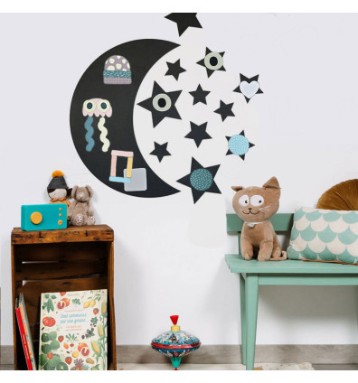 Magnetic moon-shaped wall chart to decorate a child's room - Ferflex