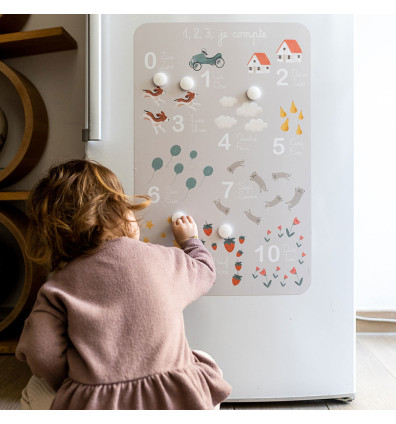 Magnetic educational poster for fridge - to learn to count and play - Ferflex