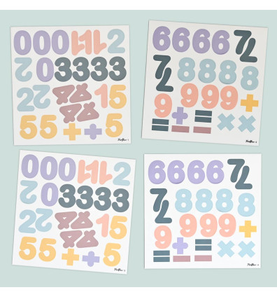 pastel colored magnetic digits - set of 100 soft magnets for children - Ferflex