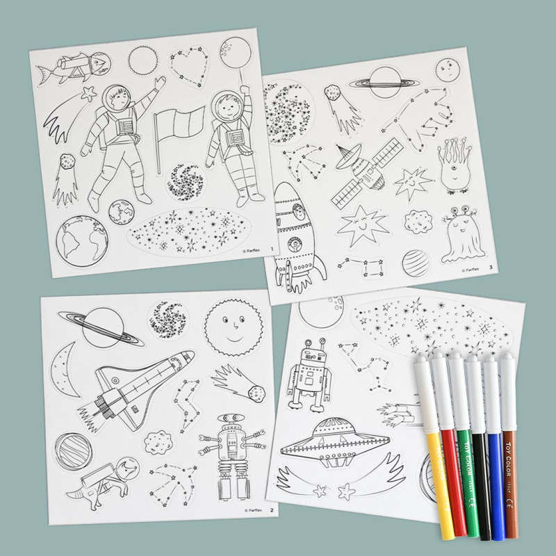 flexible coloring magnet to create your own magnets - space theme