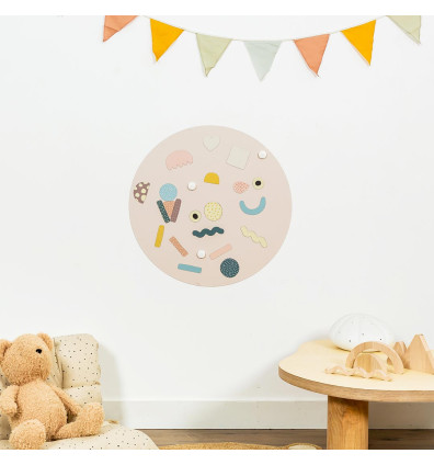 Round pink and beige magnetic board for children's room - Ferflex