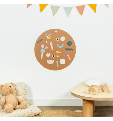 Round magnetic board Caramel color and magnetic game for children's room - Ferflex