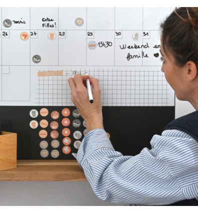 magnetic dry-erase and reusable wall calendar - Ideal for the family - Ferflex