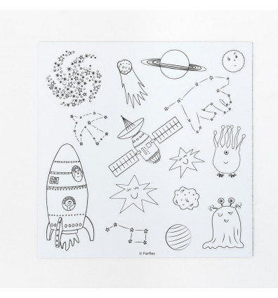 Erasable coloring magnets - space theme