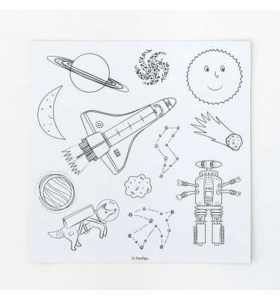Erasable coloring magnets - space theme